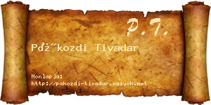 Pákozdi Tivadar névjegykártya